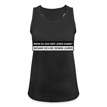 Lehrer - Frauen Tank Top atmungsaktiv - Schwarz - Vorne - Zoe (177cm)