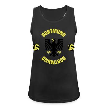Dortmund (ID: 001013) - Frauen Tank Top atmungsaktiv - Schwarz - Vorne - Zoe (177cm)