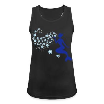 Meerjungfrau - Mermaid Kiss - Nixe - See - 3C - Frauen Tank Top atmungsaktiv - Schwarz - Vorne - Zoe (177cm)