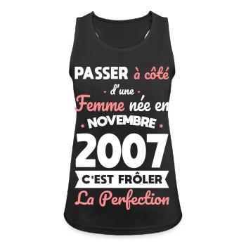 18. Geburtstag - geboren im November 2007 - Frauen Tank Top atmungsaktiv - Schwarz - Vorne - Zoe (177cm)