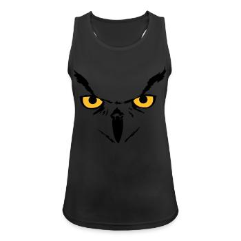 visage de hibou - Débardeur respirant Femme - noir - Devant - Zoe (177cm)