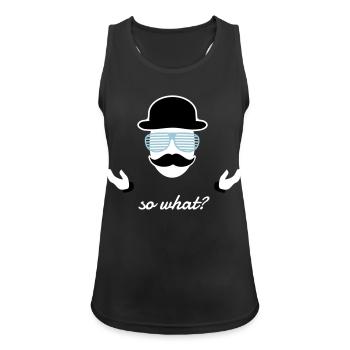 so what Sir - Frauen Tank Top atmungsaktiv - Schwarz - Vorne - Zoe (177cm)