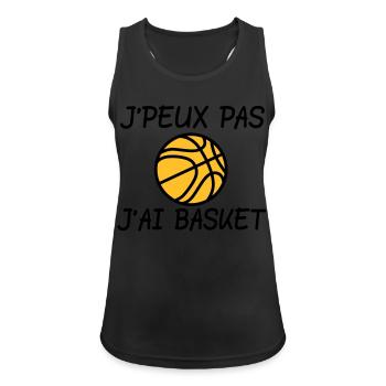 J'peux pas j'ai basket - Débardeur respirant Femme - noir - Devant - Zoe (177cm)