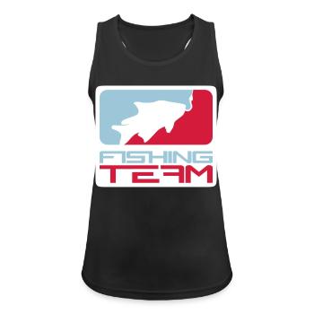 équipe de pêche sport logo poisson rouge bleu - Débardeur respirant Femme - noir - Devant - Zoe (177cm)