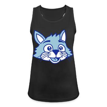 Mignon visage de chat heureux rire tête de chaton - Débardeur respirant Femme - noir - Devant - Zoe (177cm)