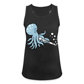 Octopus Flûte Musique Jouer Des Bulles Sous L’eau - Débardeur respirant Femme - noir - Devant - Zoe (177cm)