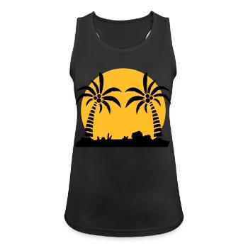 island_palm_sunset_ve2 - Frauen Tank Top atmungsaktiv - Schwarz - Vorne - Zoe (177cm)