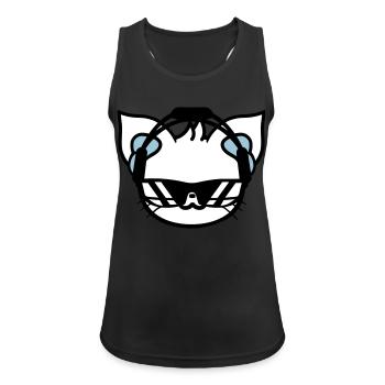 Coole Süße DJ Katze Tier Kopf Haustier Kätzchen - Frauen Tank Top atmungsaktiv - Schwarz - Vorne - Zoe (177cm)