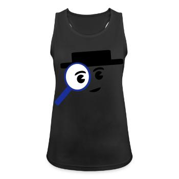 investigate - Frauen Tank Top atmungsaktiv - Schwarz - Vorne - Zoe (177cm)