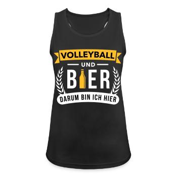 Volleyball & Bier darum bin ich hier - Frauen Tank Top atmungsaktiv - Schwarz - Vorne - Zoe (177cm)