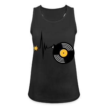 Heartbeat Vinyl Party Bomb - Frauen Tank Top atmungsaktiv - Schwarz - Vorne - Zoe (177cm)