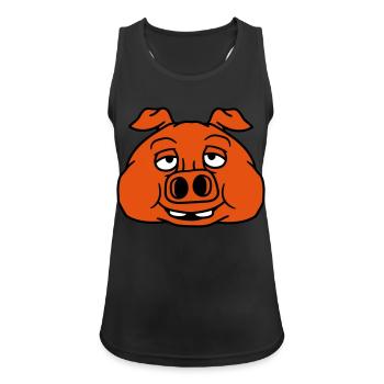 head face big fat fat pig boar piglet comic cartoo - Women's Breathable Tank Top - black - Front - Zoe (177cm)