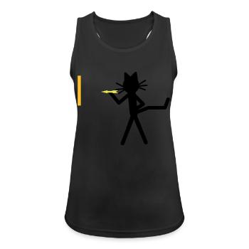 Katze Kittycat dartet - Frauen Tank Top atmungsaktiv - Schwarz - Vorne - Zoe (177cm)