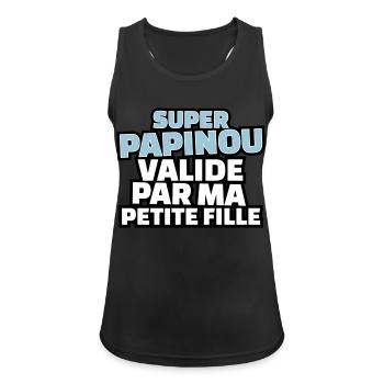 super papinou validé par ma petite fille - Débardeur respirant Femme - noir - Devant - Zoe (177cm)