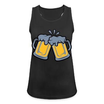 Bier Krüge anstoßen - Frauen Tank Top atmungsaktiv - Schwarz - Vorne - Zoe (177cm)
