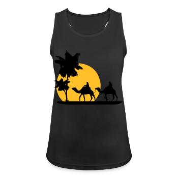 Camel - Kamel - Dromedar - Karawane - Frauen Tank Top atmungsaktiv - Schwarz - Vorne - Zoe (177cm)