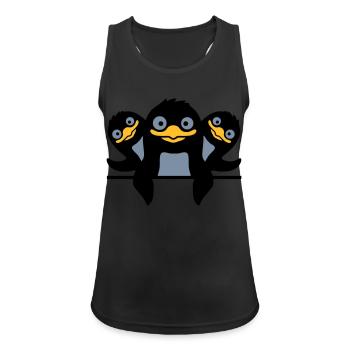 Funny Penguins 3 Friends - Women's Breathable Tank Top - black - Front - Zoe (177cm)