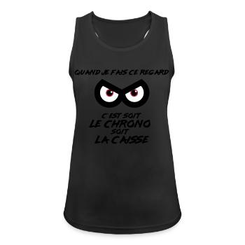 Regard de pilote : Chrono ou Caisse - Débardeur respirant Femme - noir - Devant - Zoe (177cm)