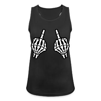 Mittelfinger Hand Skelett - Frauen Tank Top atmungsaktiv - Schwarz - Vorne - Zoe (177cm)