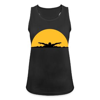 waves evening sun night palm trees beach island sea - Women's Breathable Tank Top - black - Front - Zoe (177cm)