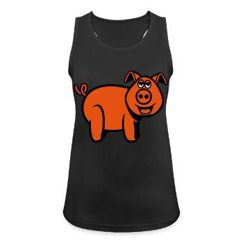 Cochon stupide drôle - Débardeur respirant Femme - noir - Devant - Zoe (177cm)
