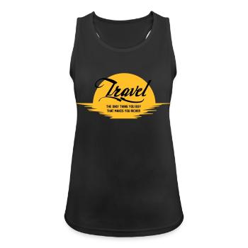 TRAVEL IS - Débardeur respirant Femme - noir - Devant - Zoe (177cm)