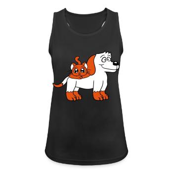 Chien Chat Deux Amis Équipe Chaton 2 Duo Équipage - Débardeur respirant Femme - noir - Devant - Zoe (177cm)
