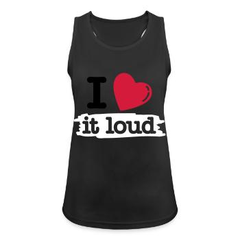 i love it loud - Débardeur respirant Femme - noir - Devant - Zoe (177cm)