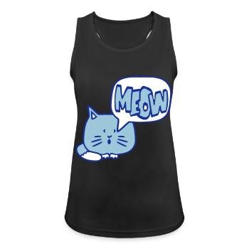 Cute Cat Comic Speech Bubble Meow Meow Cartoon Fun - Women's Breathable Tank Top - black - Front - Zoe (177cm)