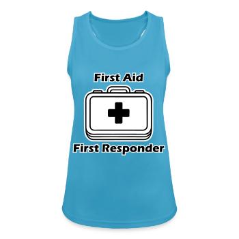 Medical Equipment - "First Aid, First Responder" - Women's Breathable Tank Top - sapphire blue - Front - Zoe (177cm)
