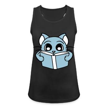 Nerd Katze Liest Roman Buch Schule Lesen Lernen - Frauen Tank Top atmungsaktiv - Schwarz - Vorne - Zoe (177cm)