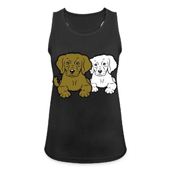 2 chiens équipe deux amis équipage heureux frères - Débardeur respirant Femme - noir - Devant - Zoe (177cm)