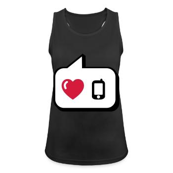 Ballon j'aime le téléphone - Débardeur respirant Femme - noir - Devant - Zoe (177cm)