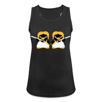 Shotgun Penguin Girls - Frauen Tank Top atmungsaktiv - Schwarz - Vorne - Zoe (177cm)