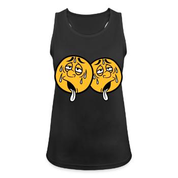 2 amis équipe couple visage dessin animé cercle de dessin animé ru - Débardeur respirant Femme - noir - Devant - Zoe (177cm)