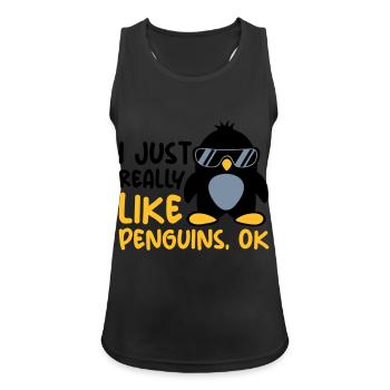 J’aime juste les pingouins - Débardeur respirant Femme - noir - Devant - Zoe (177cm)
