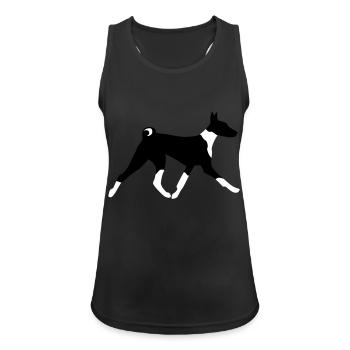 Laufender Basenji - Frauen Tank Top atmungsaktiv - Schwarz - Vorne - Zoe (177cm)