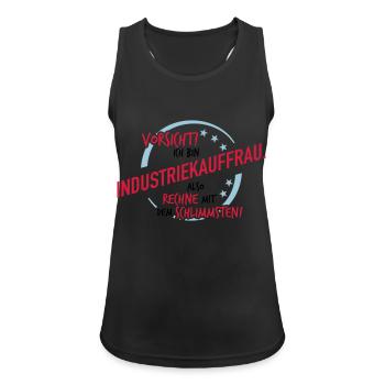 Industrieauffrau - Rechne mit dem Schlimmsten - Frauen Tank Top atmungsaktiv - Schwarz - Vorne - Zoe (177cm)