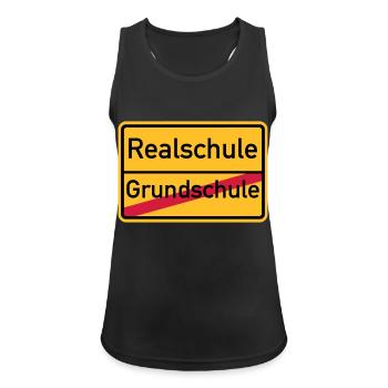 Realschule - Frauen Tank Top atmungsaktiv - Schwarz - Vorne - Zoe (177cm)