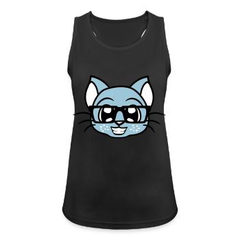 Smart Nerd Cat Horn-Rimmed Glasses Geek Kitten Glasses - Women's Breathable Tank Top - black - Front - Zoe (177cm)