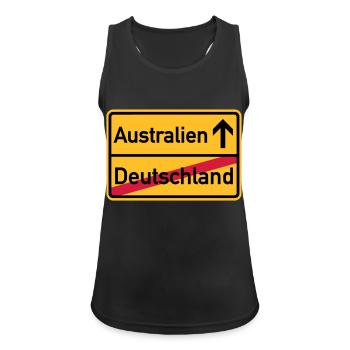 Australien - Frauen Tank Top atmungsaktiv - Schwarz - Vorne - Zoe (177cm)
