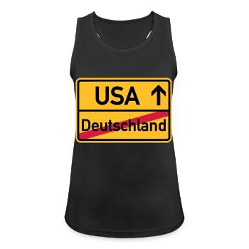 USA - Frauen Tank Top atmungsaktiv - Schwarz - Vorne - Zoe (177cm)