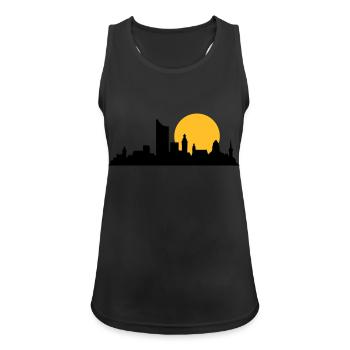 leipzig skyline - Frauen Tank Top atmungsaktiv - Schwarz - Vorne - Zoe (177cm)
