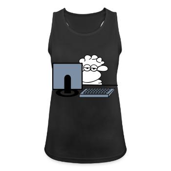 moutons informatique - Débardeur respirant Femme - noir - Devant - Zoe (177cm)