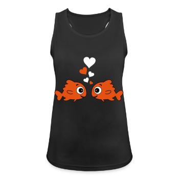 comic fische in love 2 - Frauen Tank Top atmungsaktiv - Schwarz - Vorne - Zoe (177cm)