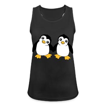 2 mignons petits pingouins drôles amis aiment l’équipe - Débardeur respirant Femme - noir - Devant - Zoe (177cm)