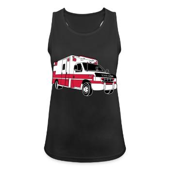 Ambulance / Rettungswagen - Frauen Tank Top atmungsaktiv - Schwarz - Vorne - Zoe (177cm)