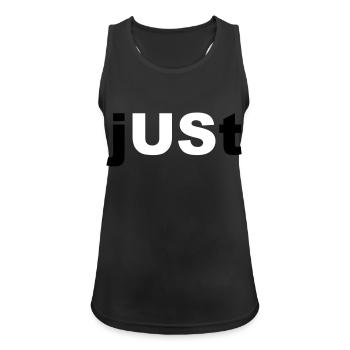 Cooles "Just Us" Design for sie und ihn - Frauen Tank Top atmungsaktiv - Schwarz - Vorne - Zoe (177cm)