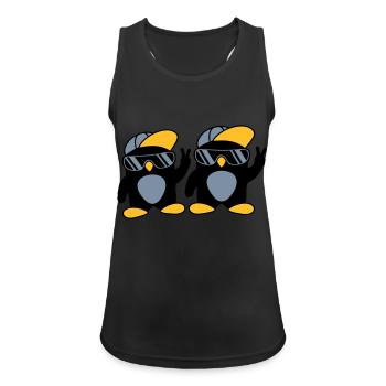 2 Freunde coole Pinguine - Frauen Tank Top atmungsaktiv - Schwarz - Vorne - Zoe (177cm)