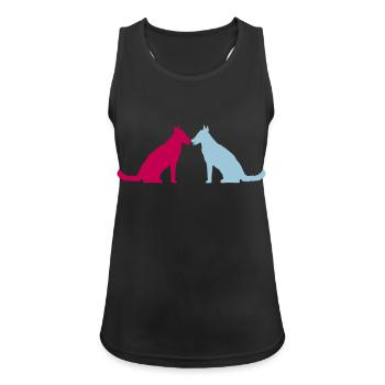 2 chiens amour coeur équipe assis deux amis couple - Débardeur respirant Femme - noir - Devant - Zoe (177cm)